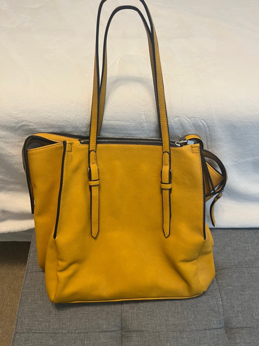 Urban Expressions Mustard Yellow Leather Shoulder Tote
